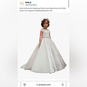 Formal White Lace Applique Party Dress for Girls